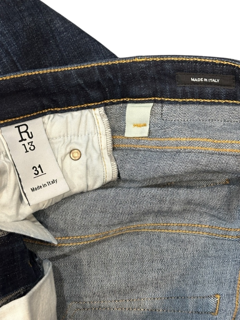 R13 Boy Skinny Mid Rise Jeans in Howell Indigo Dark Wash Women’s 31 $495 - Picture 7 of 9